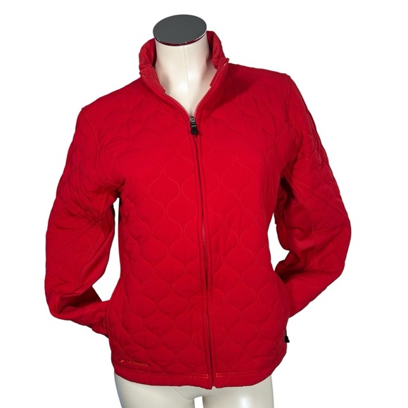 BROOKS Red Quilted Zip Up Running Jacket Women's Size L - Picture 1 of 16